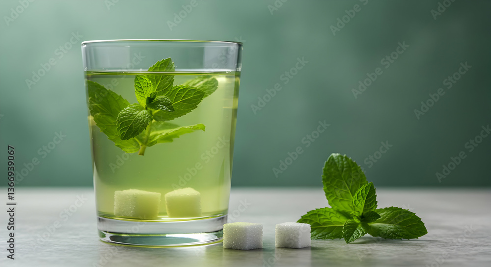 Refreshing Mint Tea In Glass Cup Refreshing Mint Tea In Glass Cup