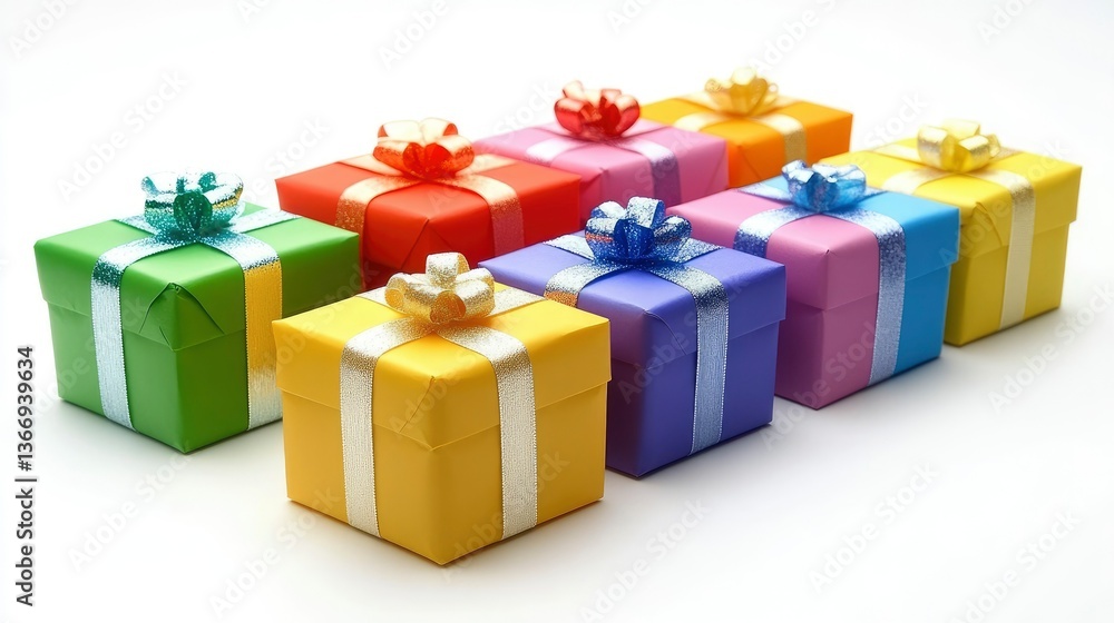 Obraz premium Colorful Gift Boxes with Bows - Presents for Celebration
