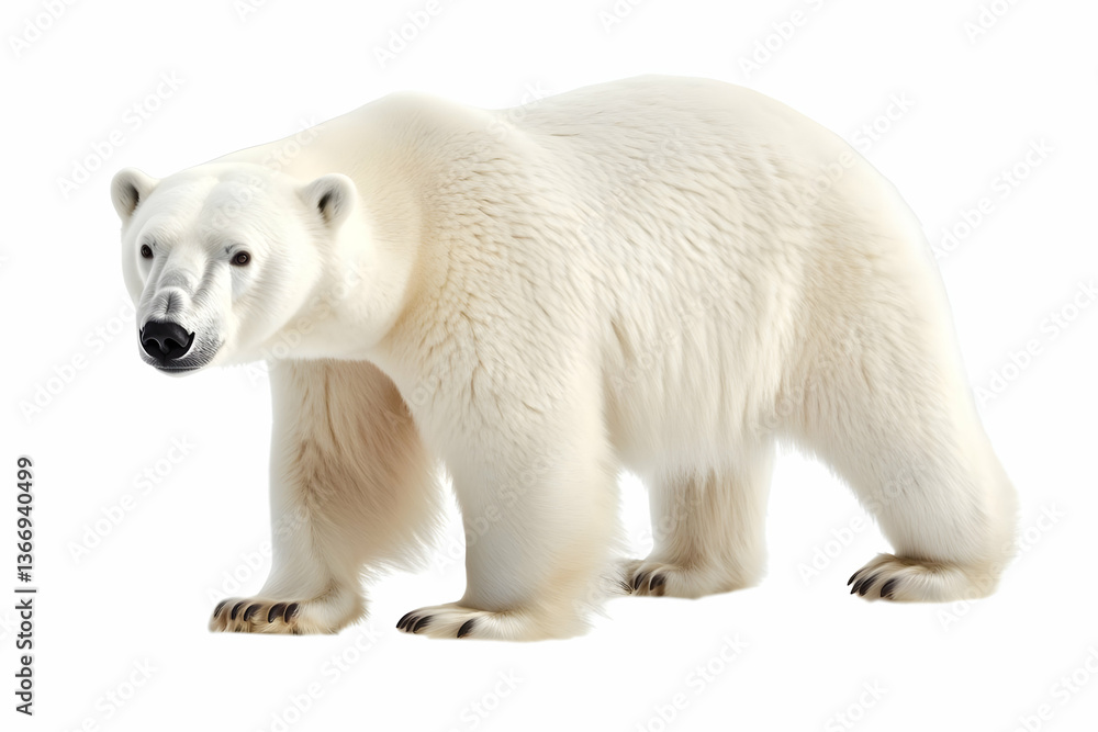 Fototapeta premium Photo of a Majestic Polar Bear Standing Alone in White Background