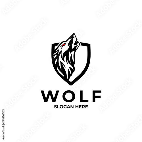 wolf shield logo abstract vector