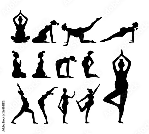 yoga for pregnant women vector silhouette