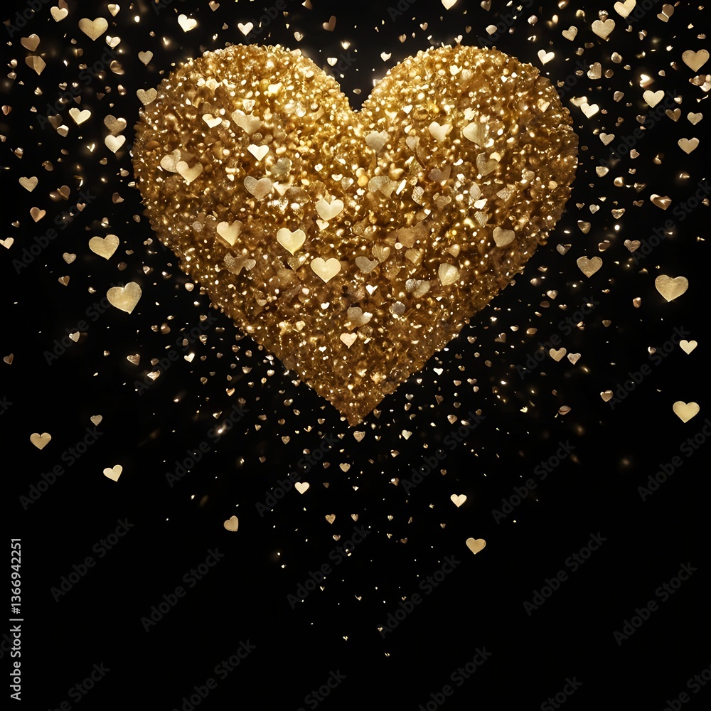 Golden Heart with Falling Hearts Golden Heart with Falling Hearts