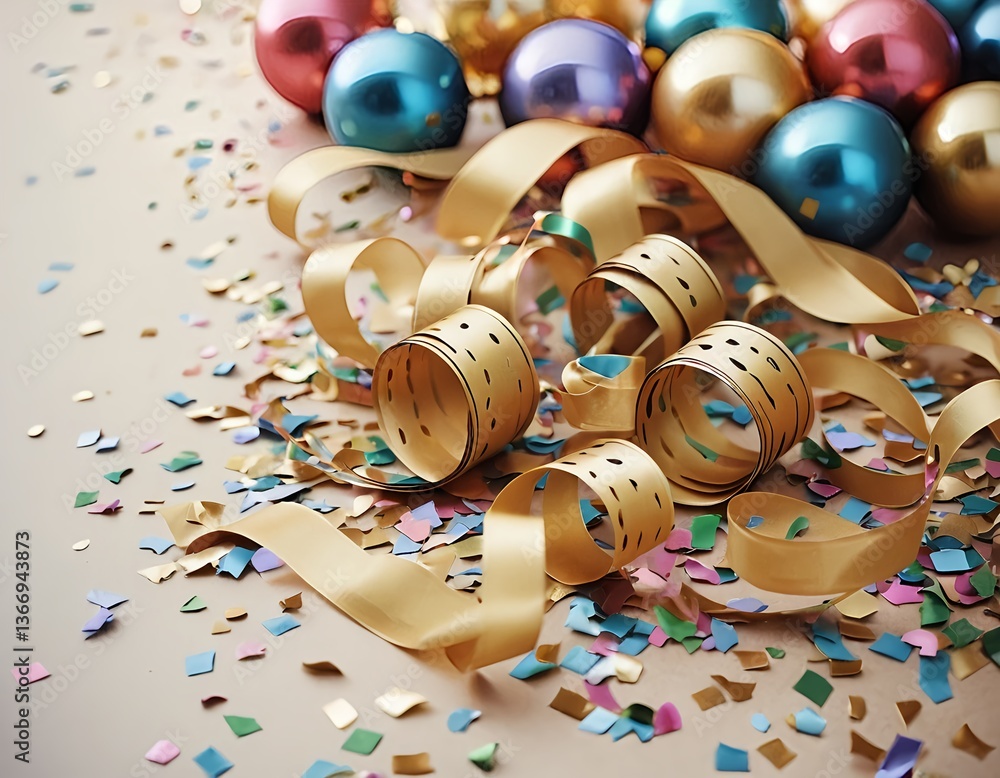Obraz premium Festive Confetti and Streamers