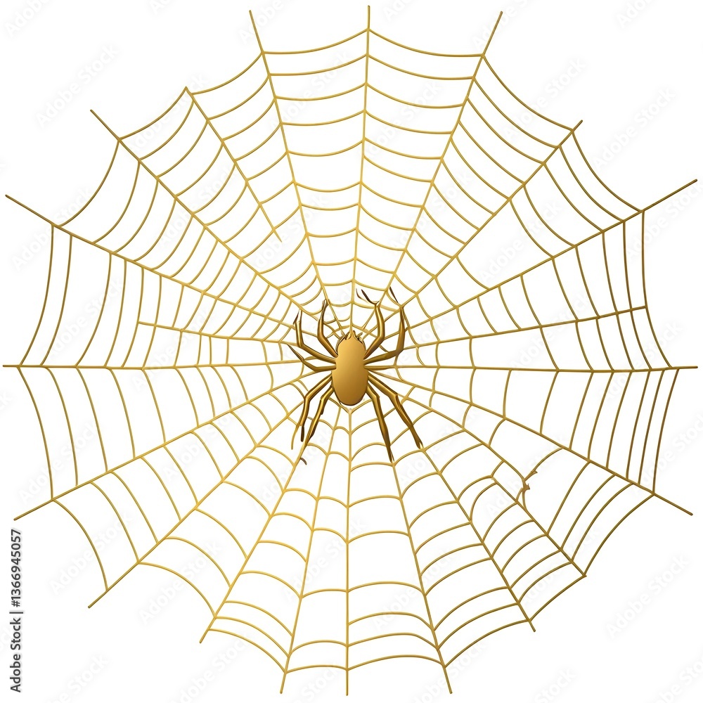 Fototapeta premium Golden Spiderweb with Spider