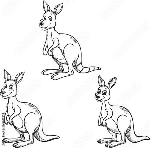 Kangaroo and Baby Vector Cartoon