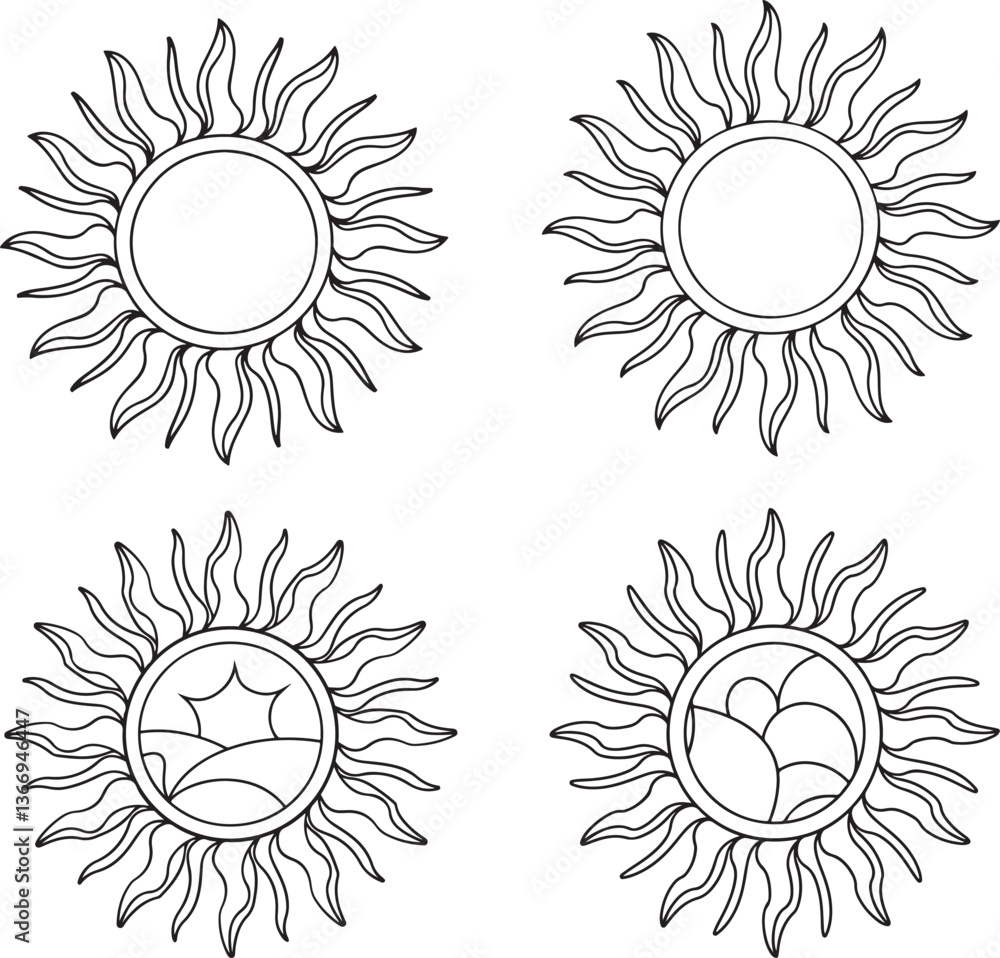Fototapeta premium A collection of sun icons in vector image