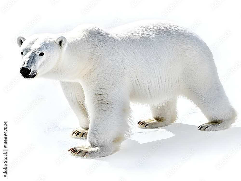 Fototapeta premium Photo of Majestic White Polar Bear Isolated on White Background