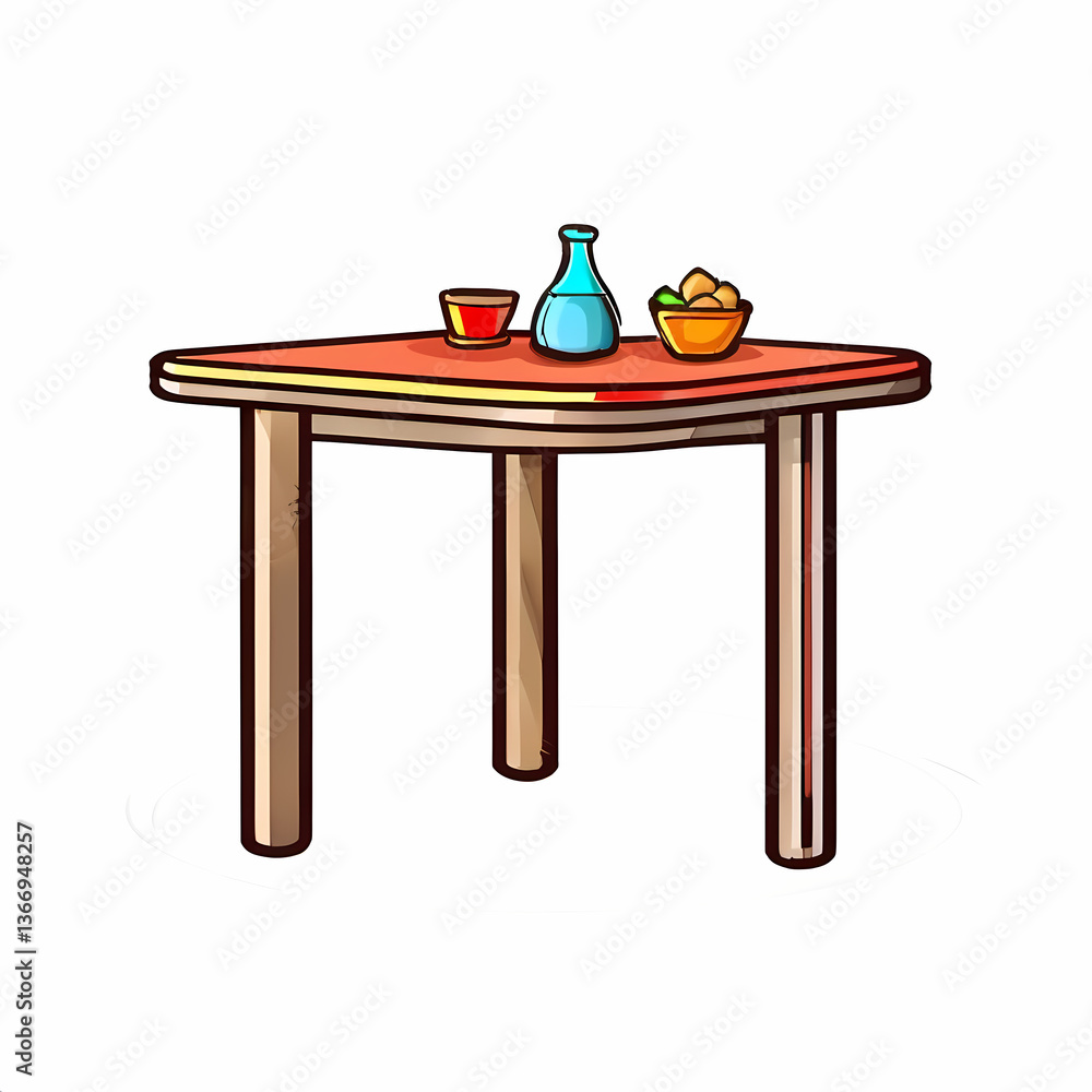 table basic with items illustration table basic with items illustration