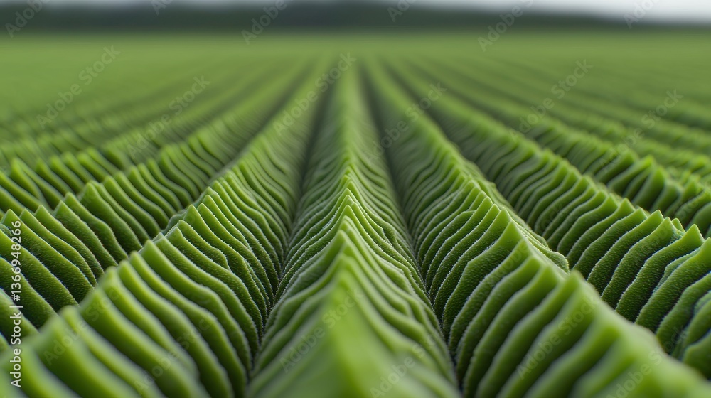 Fototapeta premium Lush Green Fields with Textured Undulating Patterns in Agriculture