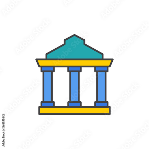 Bank building flat design icon vector illustration