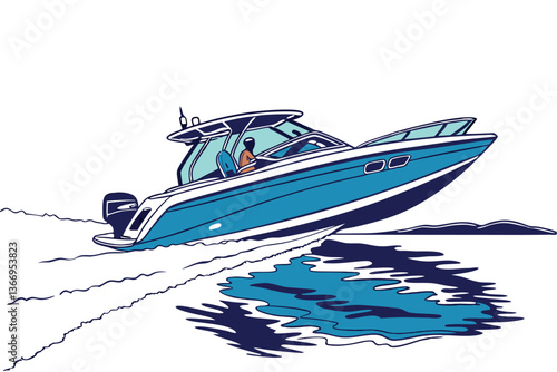 Modern Speed Boat Vector Art Collection