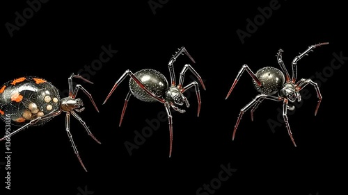 Wallpaper Mural Realistic 3D spiders crawling on black background Torontodigital.ca