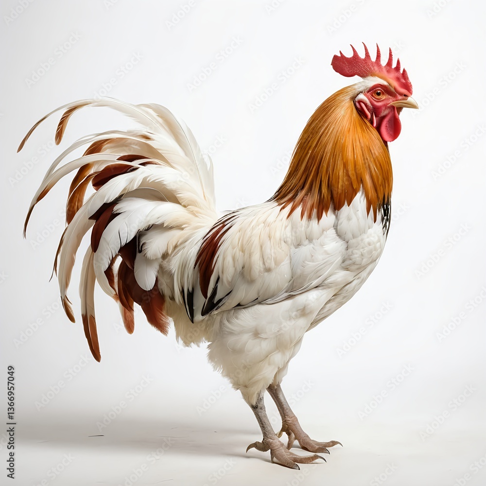 Fototapeta premium Majestic Rooster, White and Gold Rooster