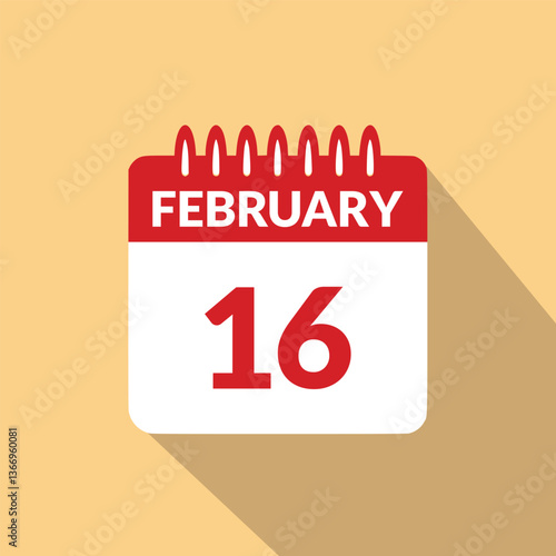 February 16 Calendar icon vector illustration.