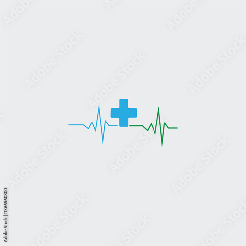 Medical Cross with Heartbeat vector illustration design.