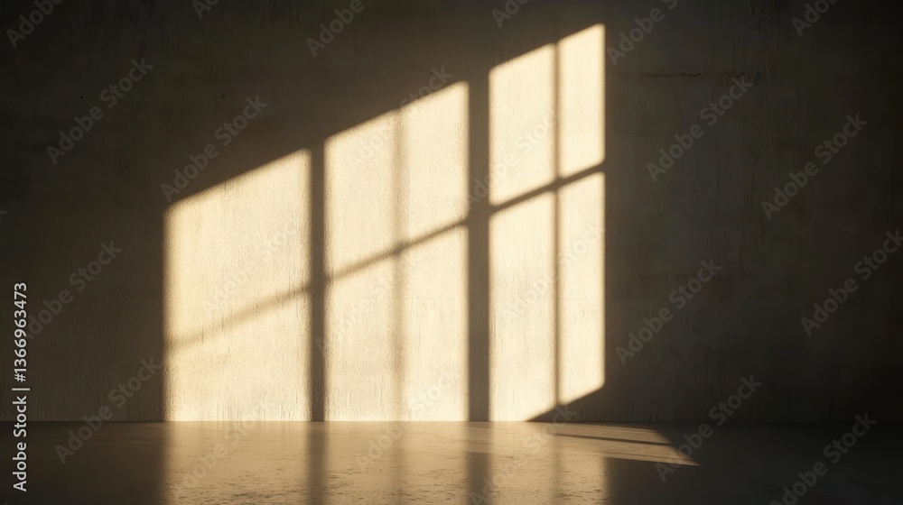 Obraz premium Sunlight casts shadow on concrete wall