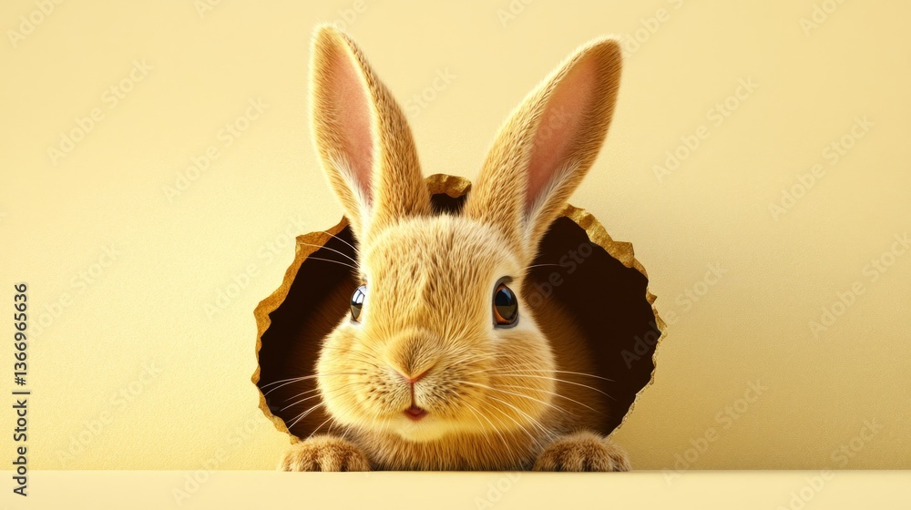 Obraz premium Easter Bunny Peeking from Hole