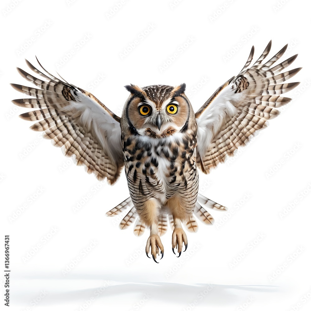 Obraz premium Great Horned Owl in Flight