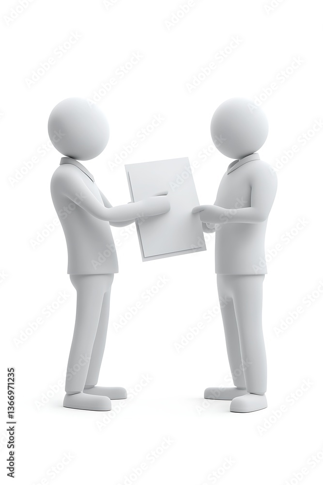 team lead handing document approval isolated white background team lead handing document approval isolated white background