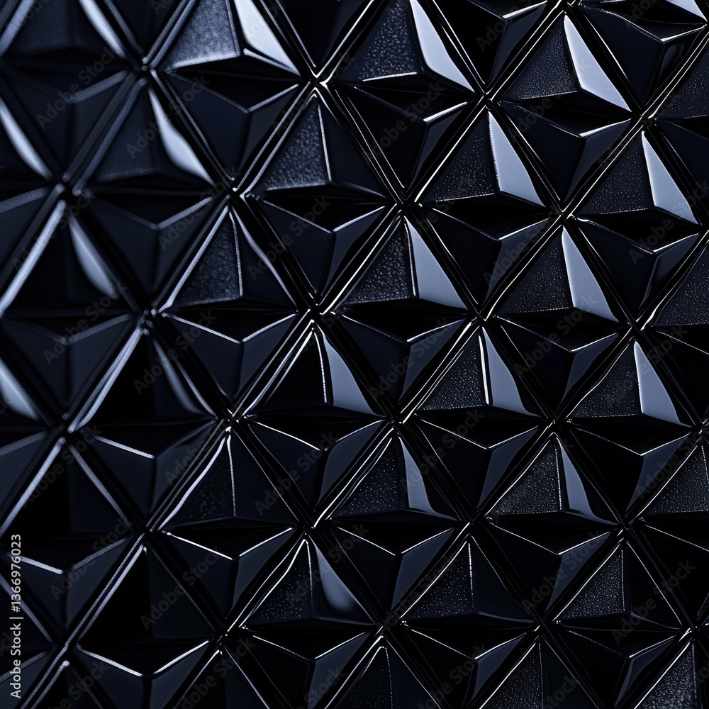 Black wall featuring numerous triangles creating a unique and intriguing geometric pattern Black wall featuring numerous triangles creating a unique and intriguing geometric pattern