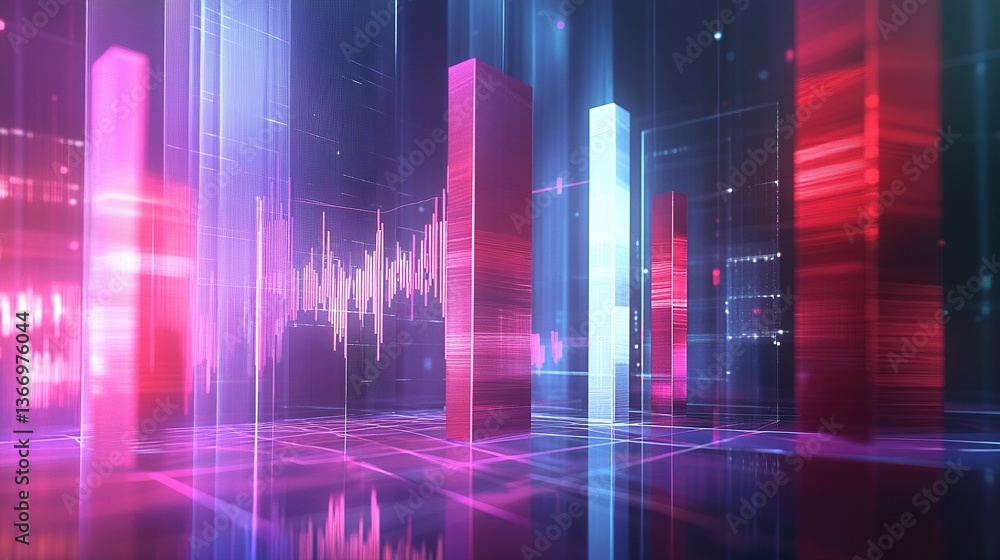 Abstract visual representation of complex financial data in neon colors Abstract visual representation of complex financial data in neon colors