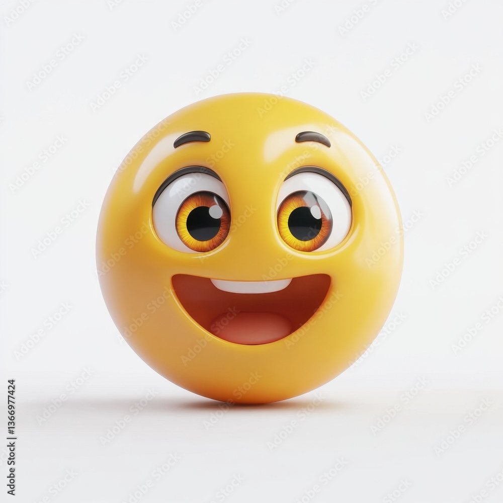 Fototapeta premium A yellow smiley face with big eyes and a mouth that is open