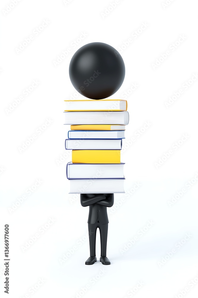 3D person balancing books 3D person balancing books