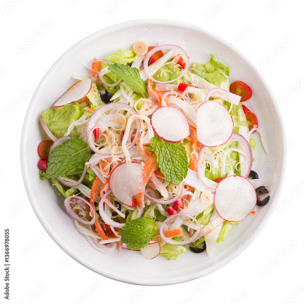 Seafood salad and crab isolated on transparent background
