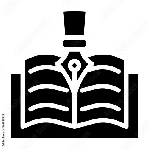 Literary Pen Vector Glyph Icon Design