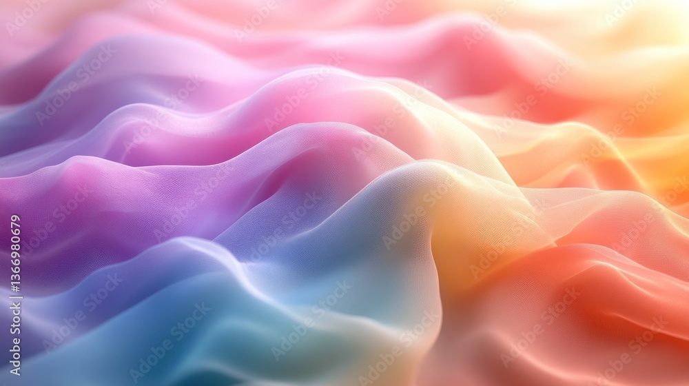 Obraz premium Abstract vibrant pastel fabric waves, sunlight
