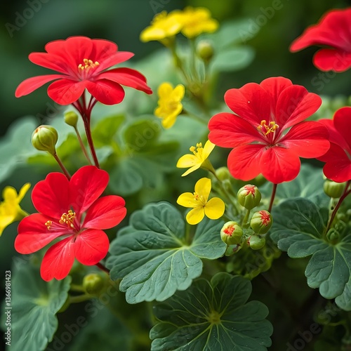Wallpaper Mural Vibrant Red and Yellow Flowers in Bloom Torontodigital.ca