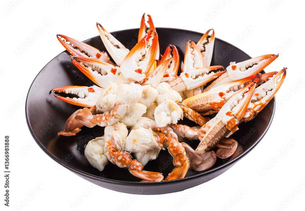A lot of Boiled Crab Oysters and claw isolated on transparent background
