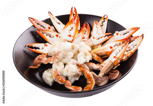 A lot of Boiled Crab Oysters and claw isolated on transparent background