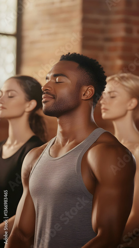 Photo Of People Meditating Indoors With Eyes Closed During Yoga