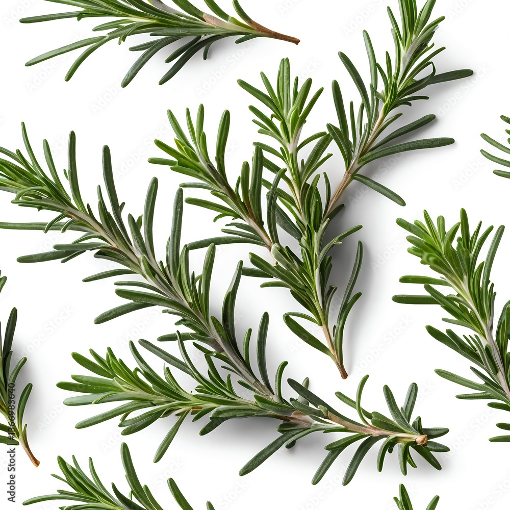 Fototapeta premium Fresh Rosemary Sprigs, Isolated on White