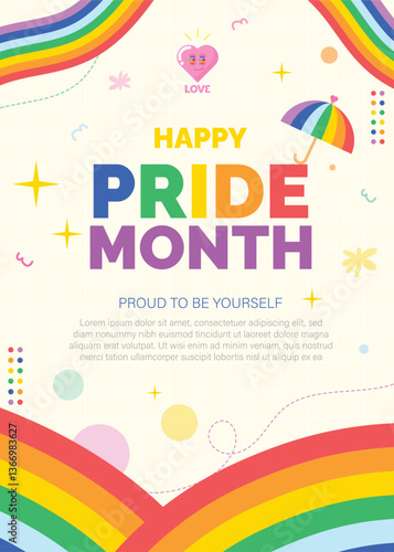 Happy Pride Month Celebration with Rainbow Design, vector illustration