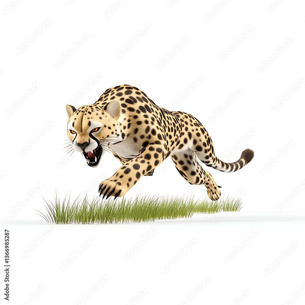 Fototapeta premium 3D logo of cheetah attacking mid-run