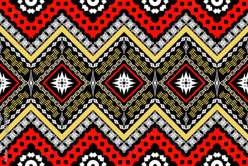 Wallpaper Mural Ethnic Figure aztec embroidery style.Geometric ikat oriental traditional art pattern.Design for ethnic background,wallpaper,fashion,clothing,wrapping,fabric,element,sarong,graphic,vector illustration. Torontodigital.ca