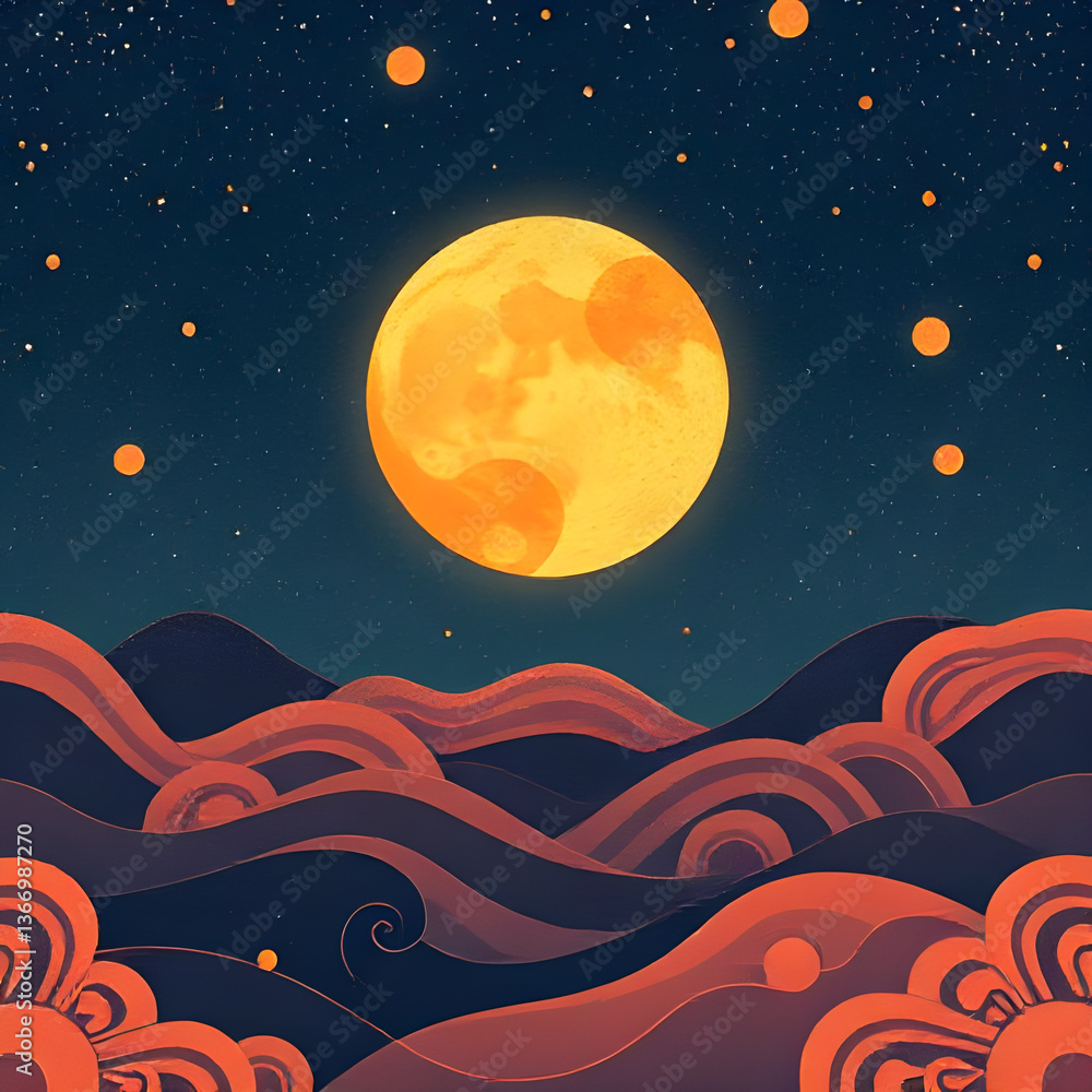 Fototapeta premium Wallpaper,moon,design,pattern,decoration