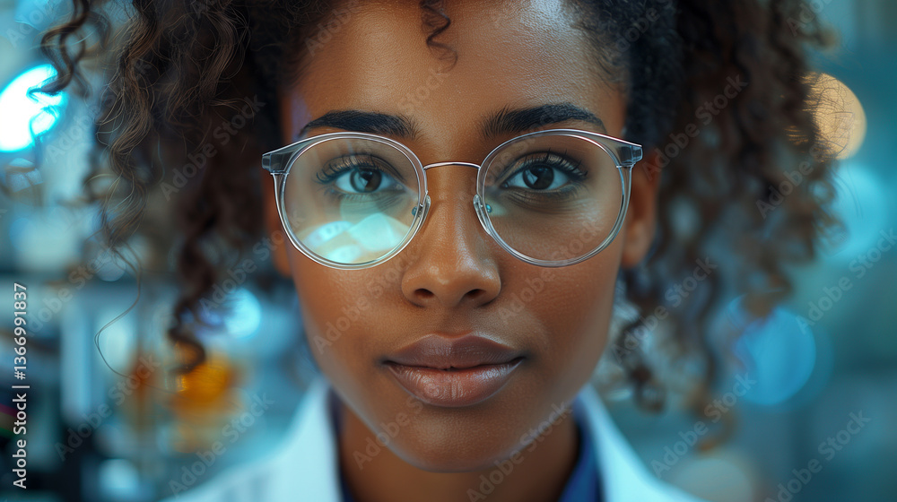Portrait of Beautiful Scientist. Ambitious Young Biotechnology Specialist, working with Advanced Equipment Portrait of Beautiful Scientist. Ambitious Young Biotechnology Specialist, working with Advanced Equipment