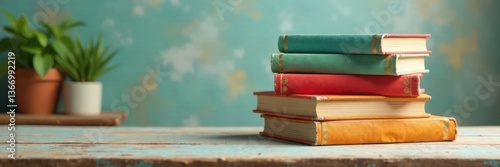 Whimsical stack of children's books , play, imagination