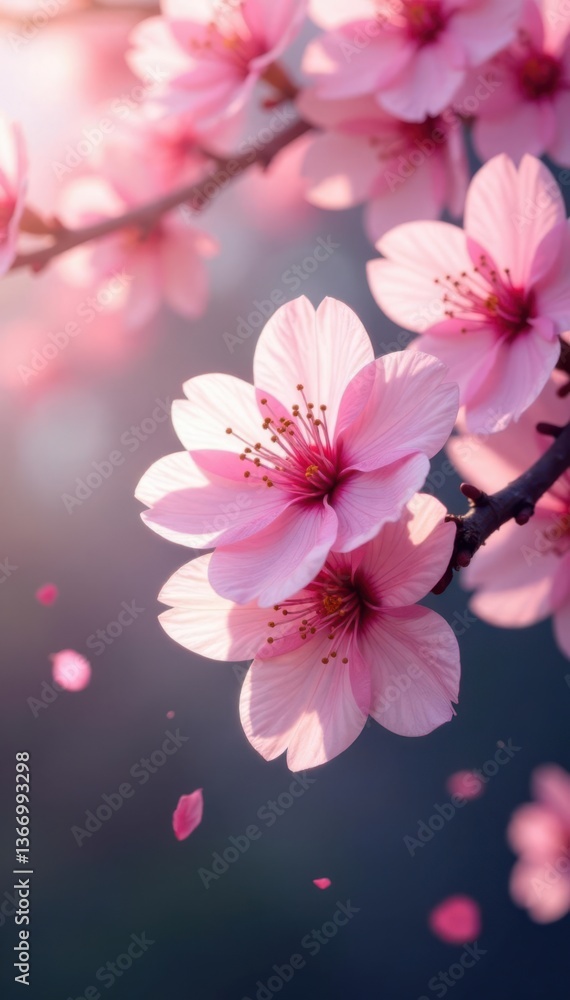 Obraz premium Yama Sakura Blooms Soft Pink Petals Fall Gentle , flower, beauty