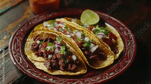 Delicious Tacos on a Plate with Fresh Ingredients Ready to Eat