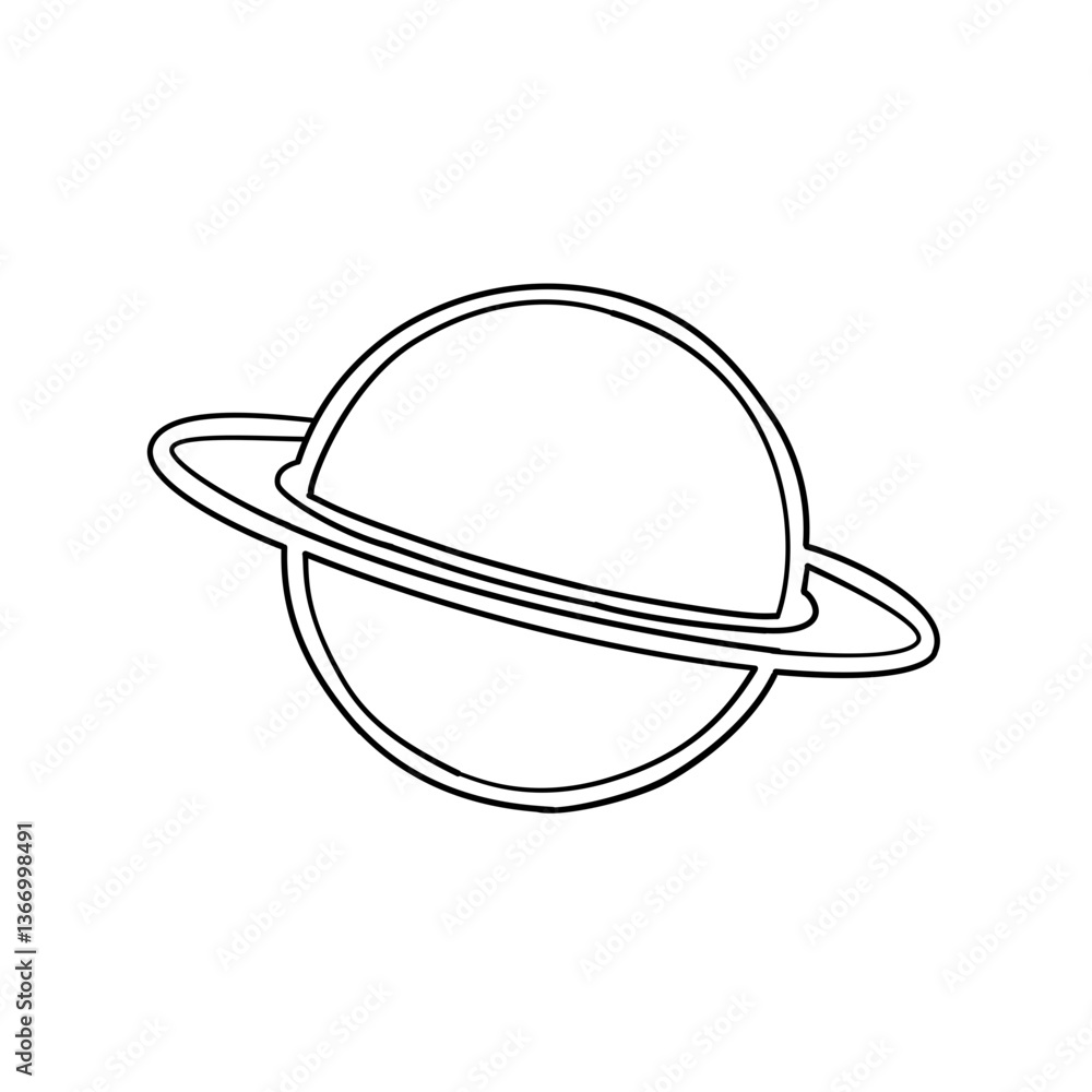 Vector Black Outline Icon Saturn Planet Vector Black Outline Icon Saturn Planet