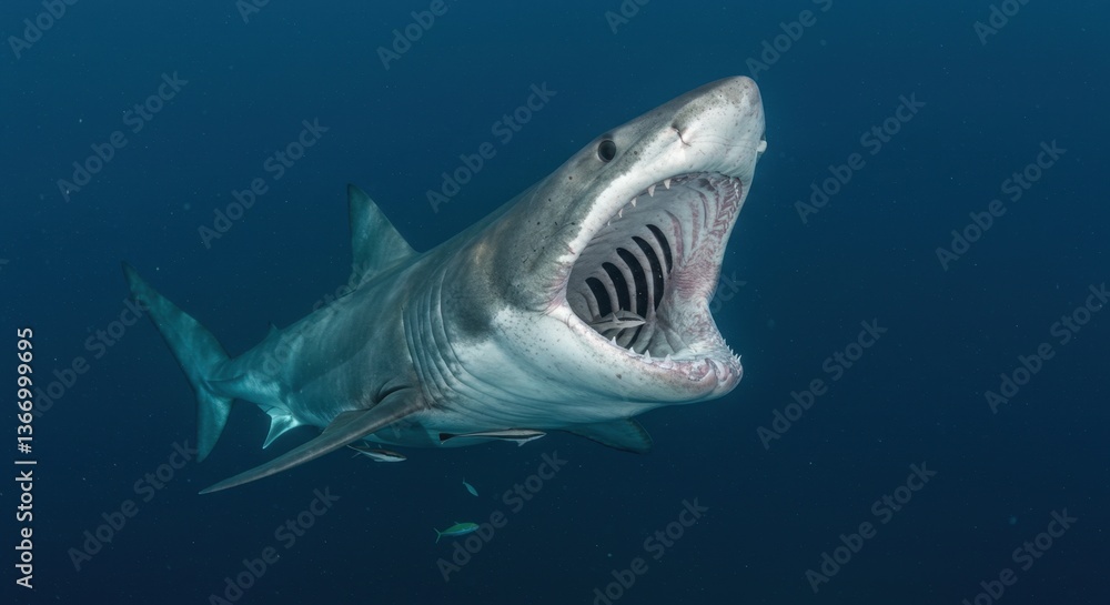 Fototapeta premium Great White Shark Open Mouth Underwater Wildlife Photo