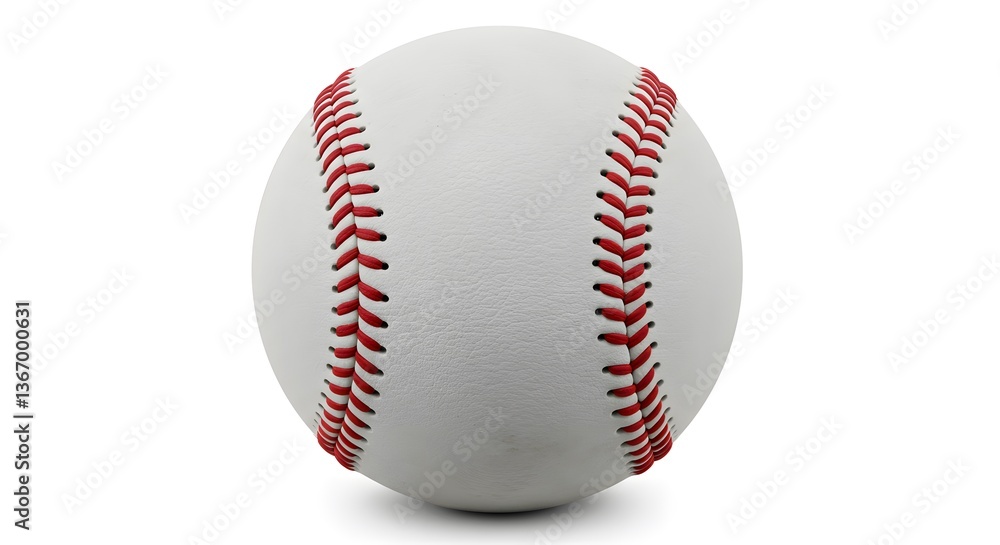 Isolated Baseball Close-up with Red Stitching on White Background Studio Shot Isolated Baseball Close-up with Red Stitching on White Background Studio Shot