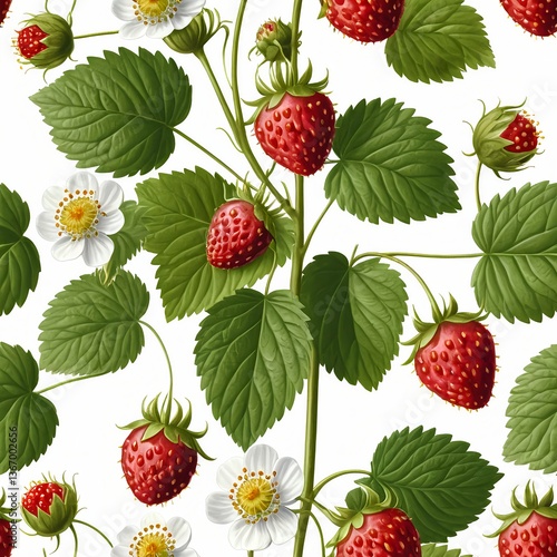 Juicy Strawberries on the Vine