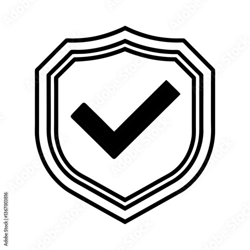 3D check mark icon on a shield symbolizing success and correctness