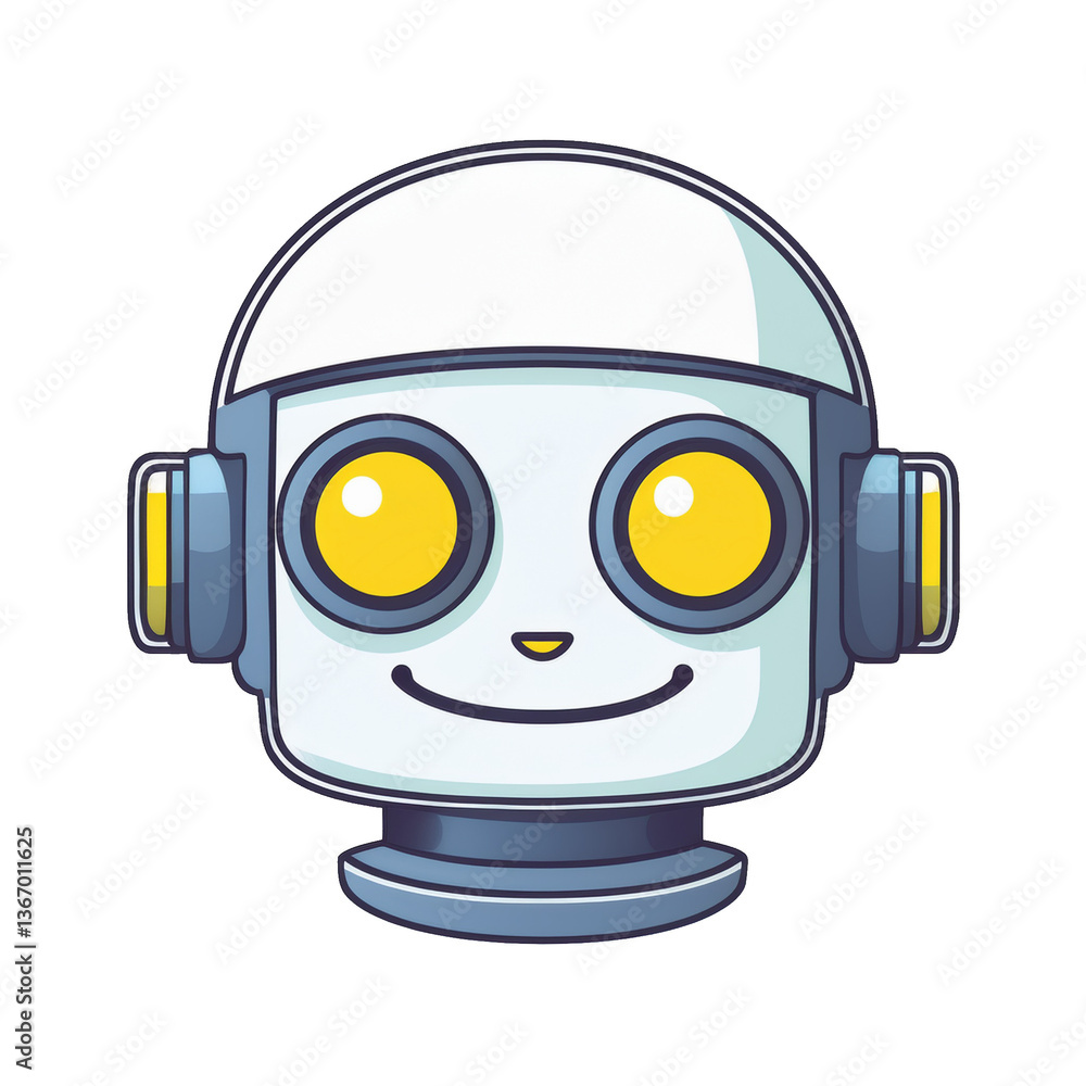 Fototapeta premium Robot emoji on transparent png background