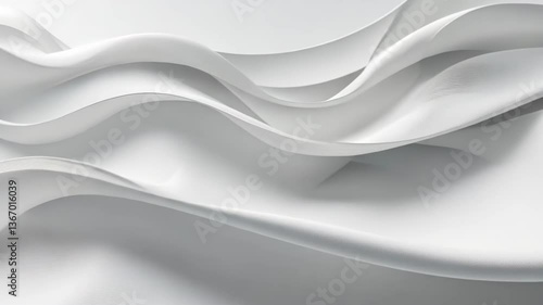 Abstract White Waves Background with Smooth Curved Lines and Subtle Gradients For Clean Minimalist Elegant Design With Soft Shadows Adds